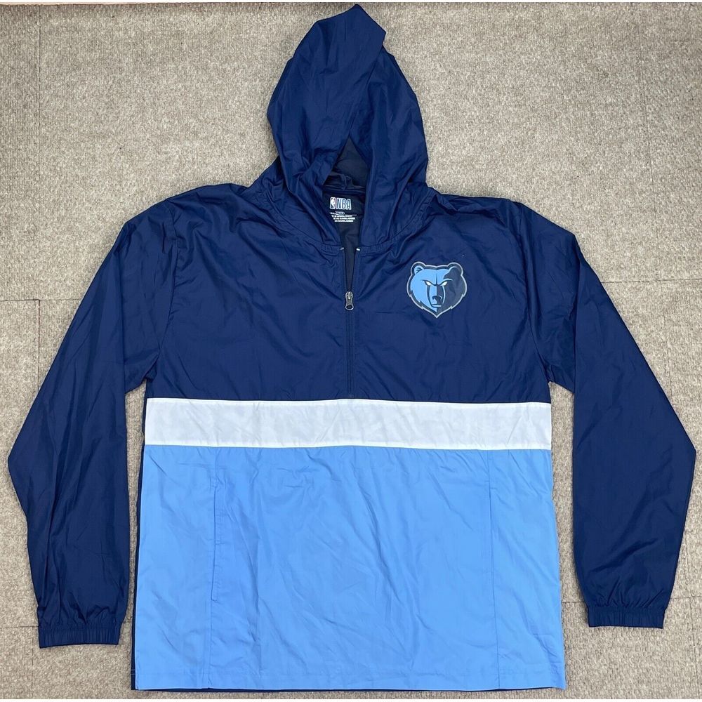 NBA Memphis Grizzlies Men's 1/4 Zip Hooded Windbreaker Jacket Size Large